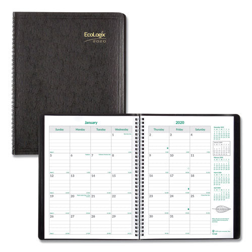 Ecologix Recycled Monthly Planner, Ecologix Artwork, 11 X 8.5, Black Cover, 14-month (dec To Jan): 2022 To 2024