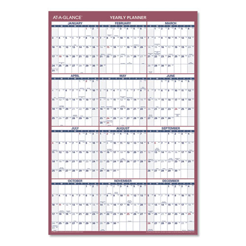 Vertical/horizontal Wall Calendar, 24 X 36, White/blue/red Sheets, 12-month (jan To Dec): 2023