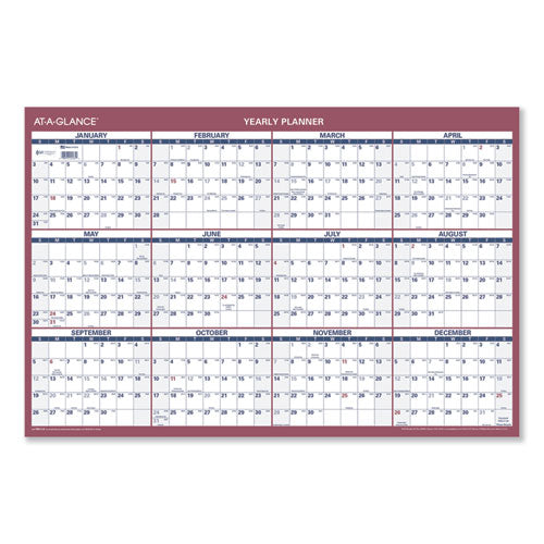 Vertical/horizontal Wall Calendar, 24 X 36, White/blue/red Sheets, 12-month (jan To Dec): 2023