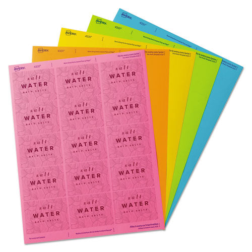 Printable Color Labels With Sure Feed And Easy Peel, 2 X 2.63, Assorted Colors, 15/sheet, 10 Sheets/pack