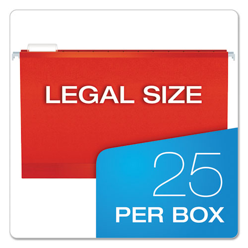 Extra Capacity Reinforced Hanging File Folders With Box Bottom, 2" Capacity, Legal Size, 1/5-cut Tabs, Red, 25/box