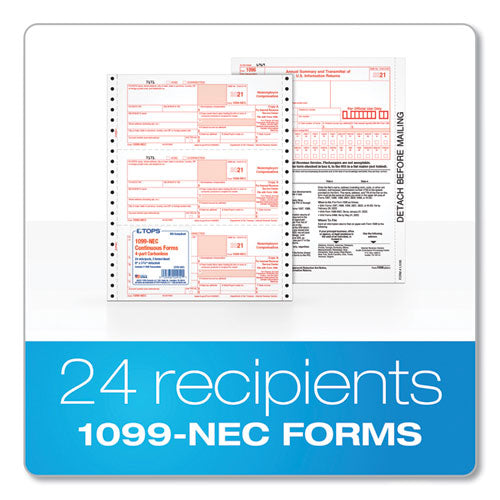 Four-part 1099-nec Continuous Tax Forms, Four-part Carbonless, 8.5 X 5.5, 2 Forms/sheet, 24 Forms Total