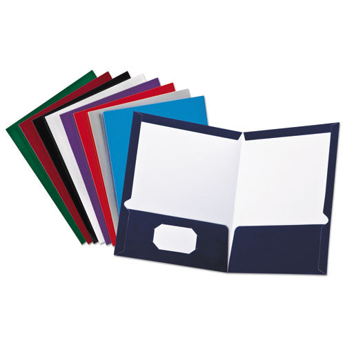 High Gloss Laminated Paperboard Folder, 100-sheet Capacity, 11 X 8.5, White, 25/box