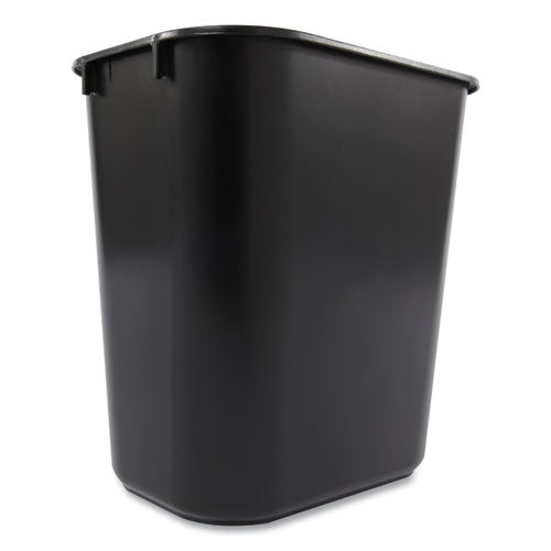 Deskside Plastic Wastebasket, 3.5 Gal, Plastic, Black