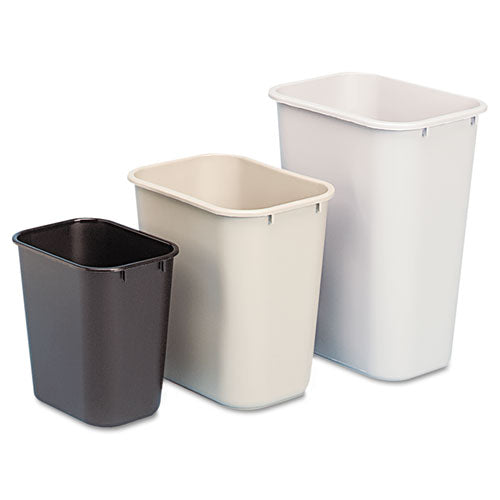 Deskside Plastic Wastebasket, 3.5 Gal, Plastic, Black