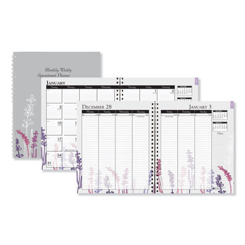 Recycled Wildflower Weekly/monthly Planner, Wild Flower Artwork, 11 X 8.5, Gray/white/purple Cover, 12-month (jan-dec): 2023