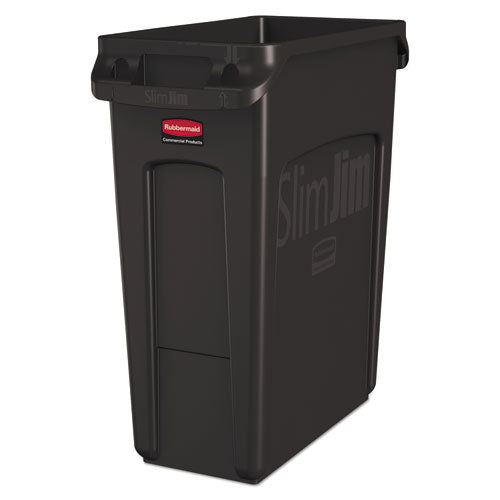 Slim Jim With Venting Channels, 23 Gal, Plastic, Black