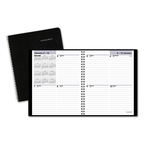 Dayminder Open-schedule Weekly Appointment Book, 8.75 X 7, Black Cover, 12-month (jan To Dec): 2023