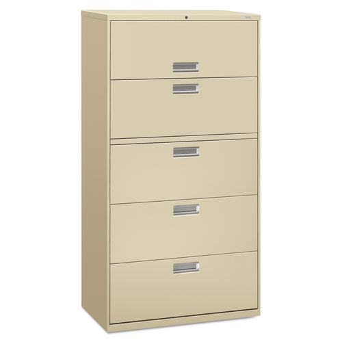 Brigade 600 Series Lateral File, 4 Legal/letter-size File Drawers, 1 Roll-out File Shelf, Putty, 36" X 18" X 64.25"