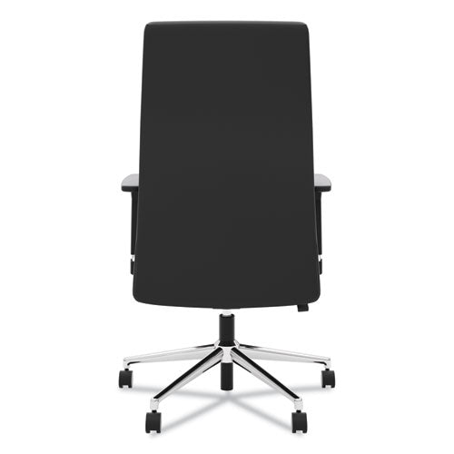 Define Executive High-back Leather Chair, Supports 250 Lb, 17" To 21" Seat Height, Black Seat/back, Polished Chrome Base