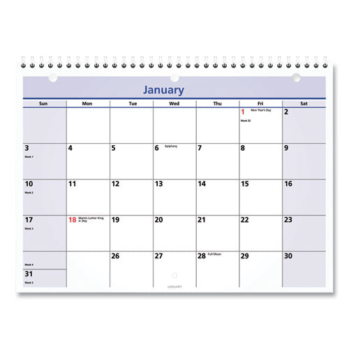 Quicknotes Desk/wall Calendar, 3-hole Punched, 11 X 8, White/blue/yellow Sheets, 12-month (jan To Dec): 2023