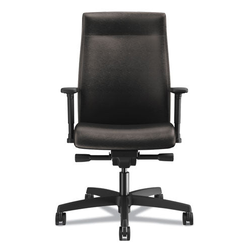 Ignition 2.0 Upholstered Mid-back Task Chair With Lumbar, Supports 300 Lb, 17" To 22" Seat, Black Vinyl Seat/back, Black Base