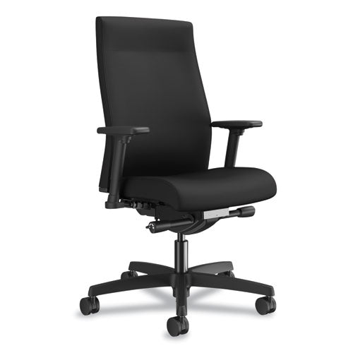 Ignition 2.0 Upholstered Mid-back Task Chair With Lumbar, Supports 300 Lb, 17" To 22" Seat, Black Vinyl Seat/back, Black Base