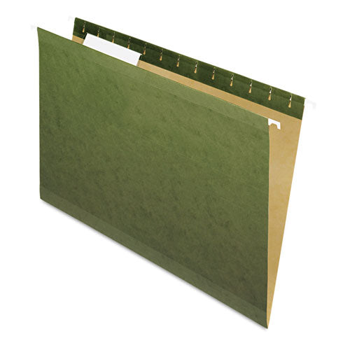 Reinforced Hanging File Folders, Letter Size, Straight Tabs, Standard Green, 25/box