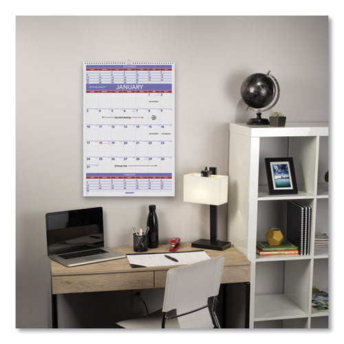 Three-month Wall Calendar, 15.5 X 22.75, White Sheets, 12-month (jan To Dec): 2023