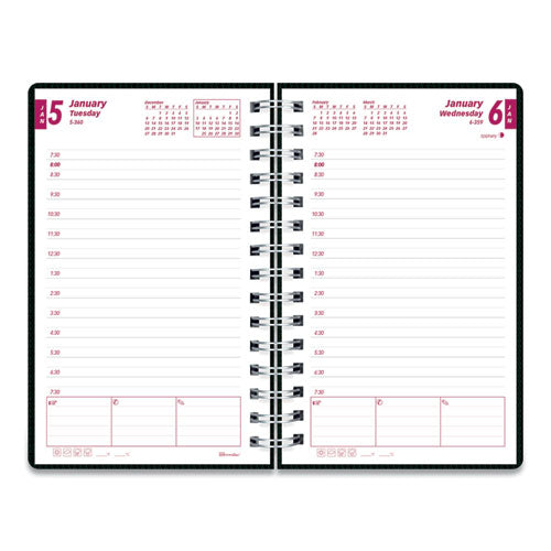 Duraflex Daily Planner, 8 X 5, Black Cover, 12-month (jan To Dec): 2023