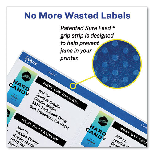 Shipping Labels W/ Trueblock Technology, Laser Printers, 3.5 X 5, White, 4/sheet, 100 Sheets/box