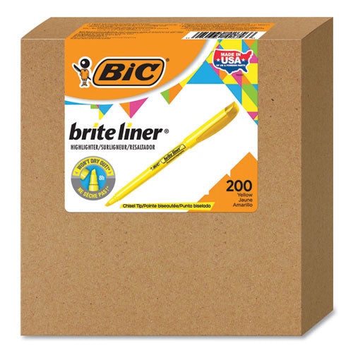 Brite Liner Highlighter, Fluorescent Orange Ink, Chisel Tip, Orange/black Barrel, Dozen