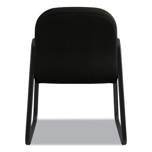 Pillow-soft 2090 Series Guest Arm Chair, Leather Upholstery, 31.25" X 35.75" X 36", Black Seat, Black Back, Black Base