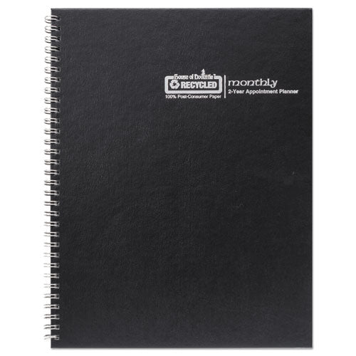Monthly Hard Cover Planner, 11 X 8.5, Black Cover, 24-month (jan To Dec): 2023 To 2024