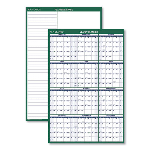 Vertical Erasable Wall Planner, 32 X 48, White/green Sheets, 12-month (jan To Dec): 2023