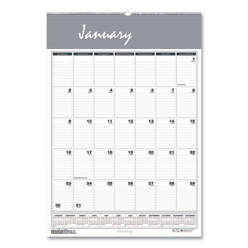 Bar Harbor Recycled Wirebound Monthly Wall Calendar, 8.5 X 11, White/blue/gray Sheets, 12-month (jan-dec): 2023