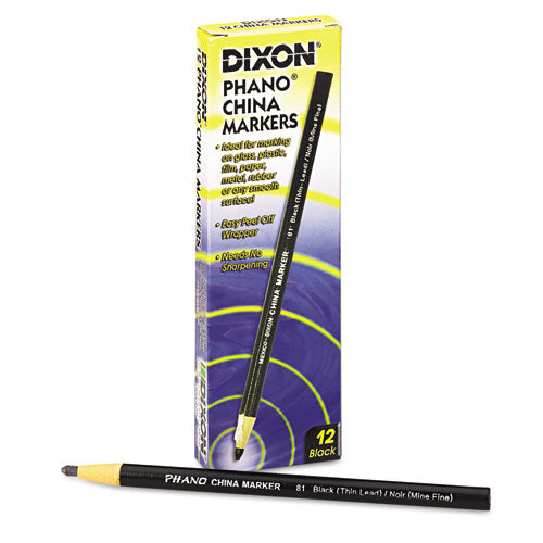 China Marker, Black, Thin Lead, Dozen