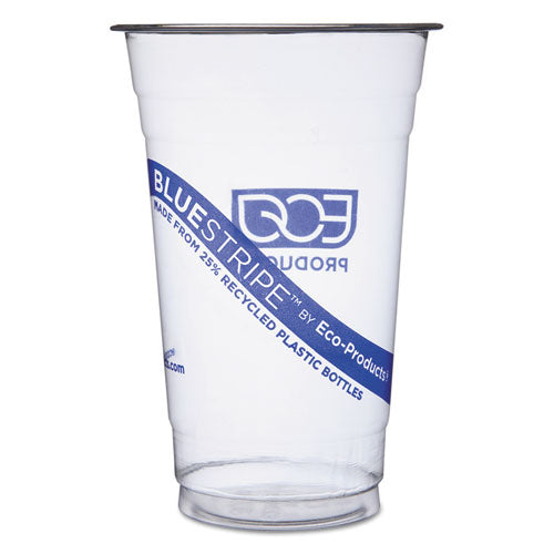 Bluestripe 25% Recycled Content Cold Cups, 9 Oz, Clear/blue, 50/pack, 20 Packs/carton