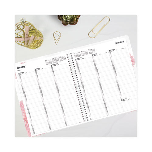 Essential Collection Weekly Appointment Book In Columnar Format, 11 X 8.5, Daisy Black/pink Cover, 12-month(jan To Dec): 2023