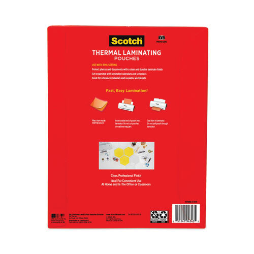 Laminating Pouches, 3 Mil, 9" X 11.5", Gloss Clear, 100/pack