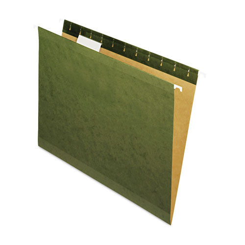 Reinforced Hanging File Folders With Printable Tab Inserts, Letter Size, 1/3-cut Tabs, Standard Green, 25/box