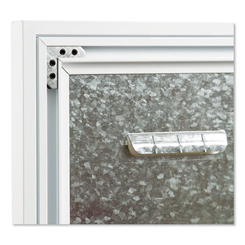 3n1 Magnetic Glass Dry Erase Combo Board, Monthly Calendar, 48 X 36, White/gray Surface, White Aluminum Frame
