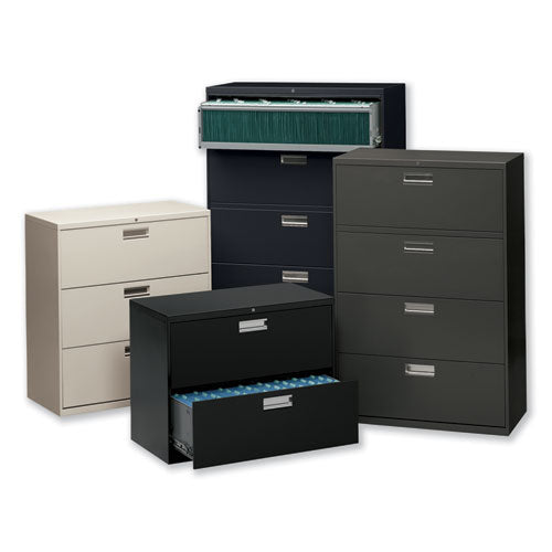 Brigade 600 Series Lateral File, 4 Legal/letter-size File Drawers, Black, 30" X 18" X 52.5"