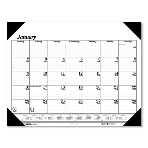 Recycled One-color Dated Monthly Desk Pad Calendar, 18.5 X 13, White Sheets, Black Binding/corners,12-month (jan-dec): 2023