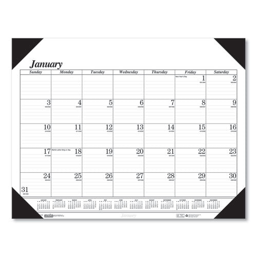 Recycled One-color Dated Monthly Desk Pad Calendar, 18.5 X 13, White Sheets, Black Binding/corners,12-month (jan-dec): 2023