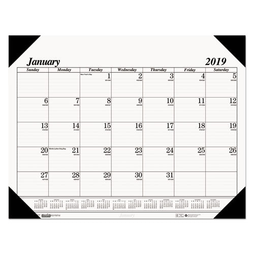 Recycled One-color Dated Monthly Desk Pad Calendar, 18.5 X 13, White Sheets, Black Binding/corners,12-month (jan-dec): 2023