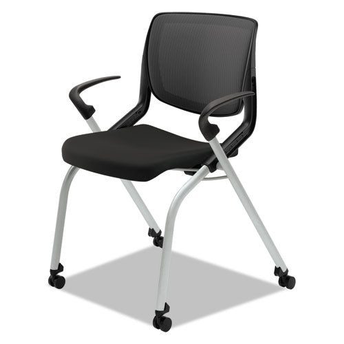 Motivate Nesting/stacking Flex-back Chair, Supports Up To 300 Lb, 19.25" Seat Height, Onyx Seat, Black Back, Platinum Base