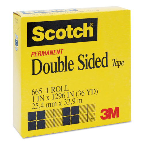 Double-sided Tape, 3" Core, 0.5" X 36 Yds, Clear