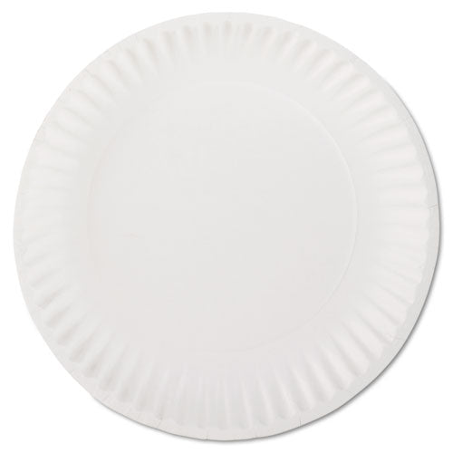 White Paper Plates, 9" Dia, 100/pack, 10 Packs/carton