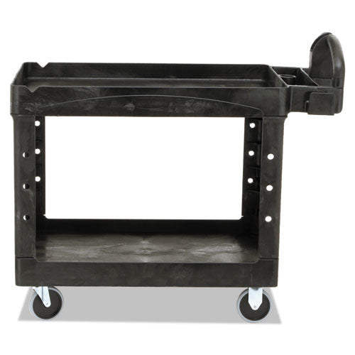 Heavy-duty Utility Cart With Lipped Shelves, Plastic, 2 Shelves, 500 Lb Capacity, 25.9" X 45.2" X 32.2", Black