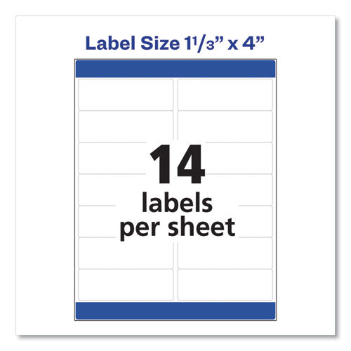 Easy Peel White Address Labels W/ Sure Feed Technology, Laser Printers, 1.33 X 4, White, 14/sheet, 25 Sheets/pack