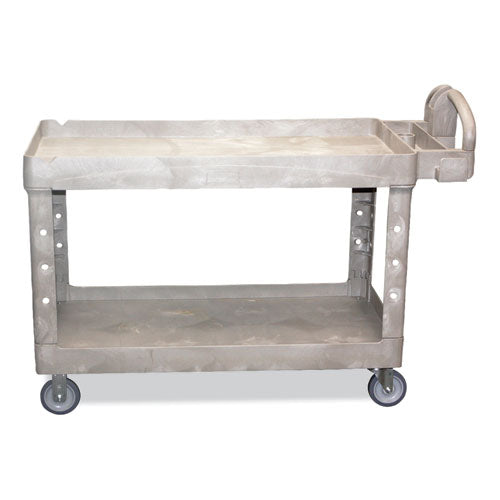 Heavy-duty Utility Cart With Lipped Shelves, Plastic, 2 Shelves, 500 Lb Capacity, 25.9" X 45.2" X 32.2", Beige