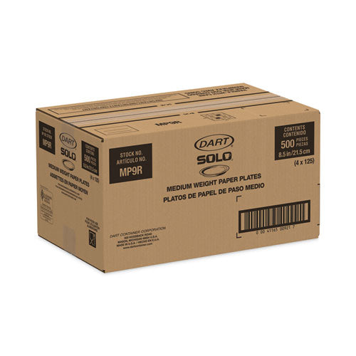 SOLO Symphony Paper Dinnerware Mediumweight Plate 8.5" Dia Tan 125/pack 4 Packs/Case
