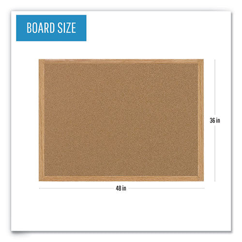 Earth Cork Board, 48 X 36, Natural Surface, Oak Wood Frame