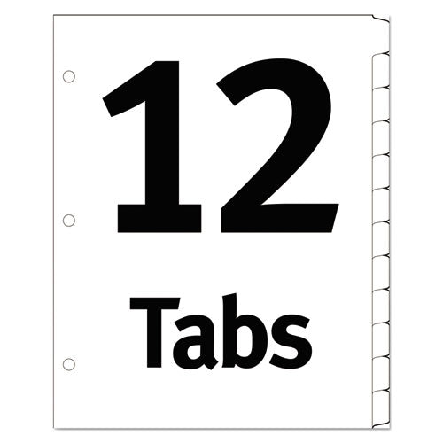 Table 'n Tabs Dividers, 12-tab, 1 To 12, 11 X 8.5, White, Assorted Tabs, 1 Set