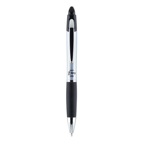 Z-grip Max Ballpoint Pen, Retractable, Medium 1 Mm, Blue Ink, Silver Barrel, 12/pack