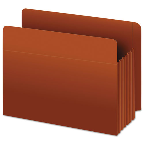 Heavy-duty End Tab File Pockets, 5.25" Expansion, Letter Size, Red Fiber, 10/box