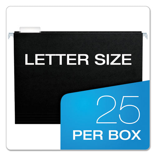 Colored Hanging Folders, Letter Size, 1/5-cut Tabs, Black, 25/box