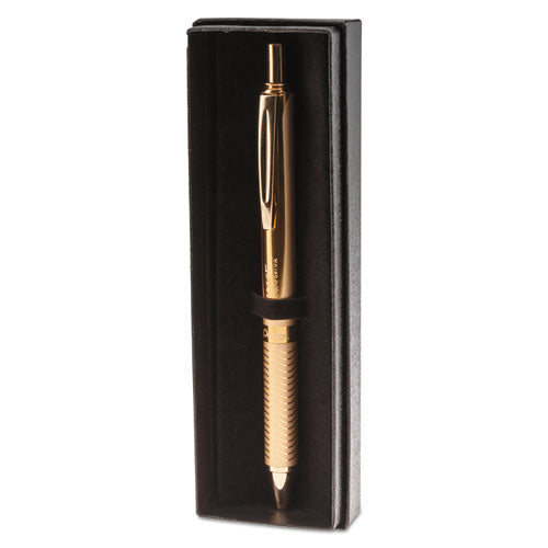 Energel Alloy Gel Pen, Retractable, Medium 0.7 Mm, Black Ink, Gold Barrel