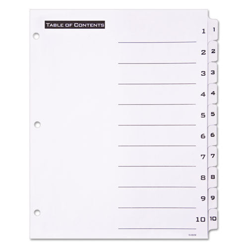 Table 'n Tabs Dividers, 10-tab, 1 To 10, 11 X 8.5, White, White Tabs, 1 Set